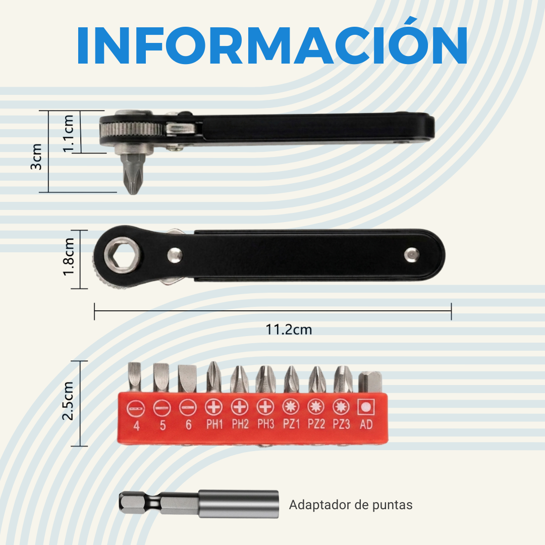 Informaci&oacute;n del kit llave crique triquete 1/4 con tubos